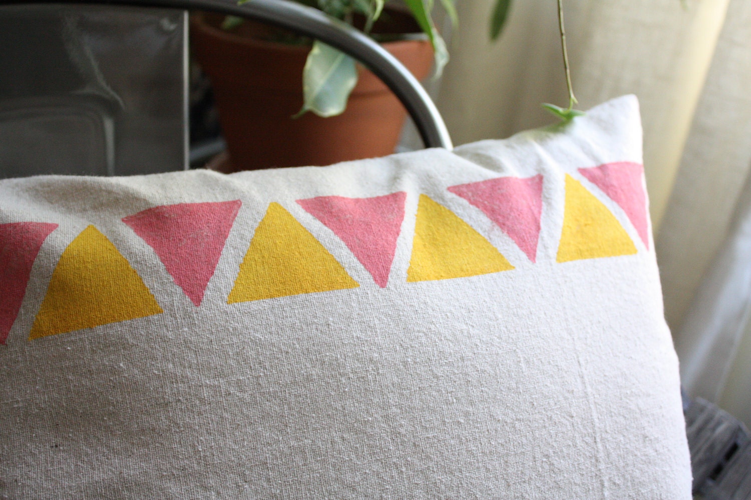 Tribal Inspired Pillow Cover, Coral and Tangerine