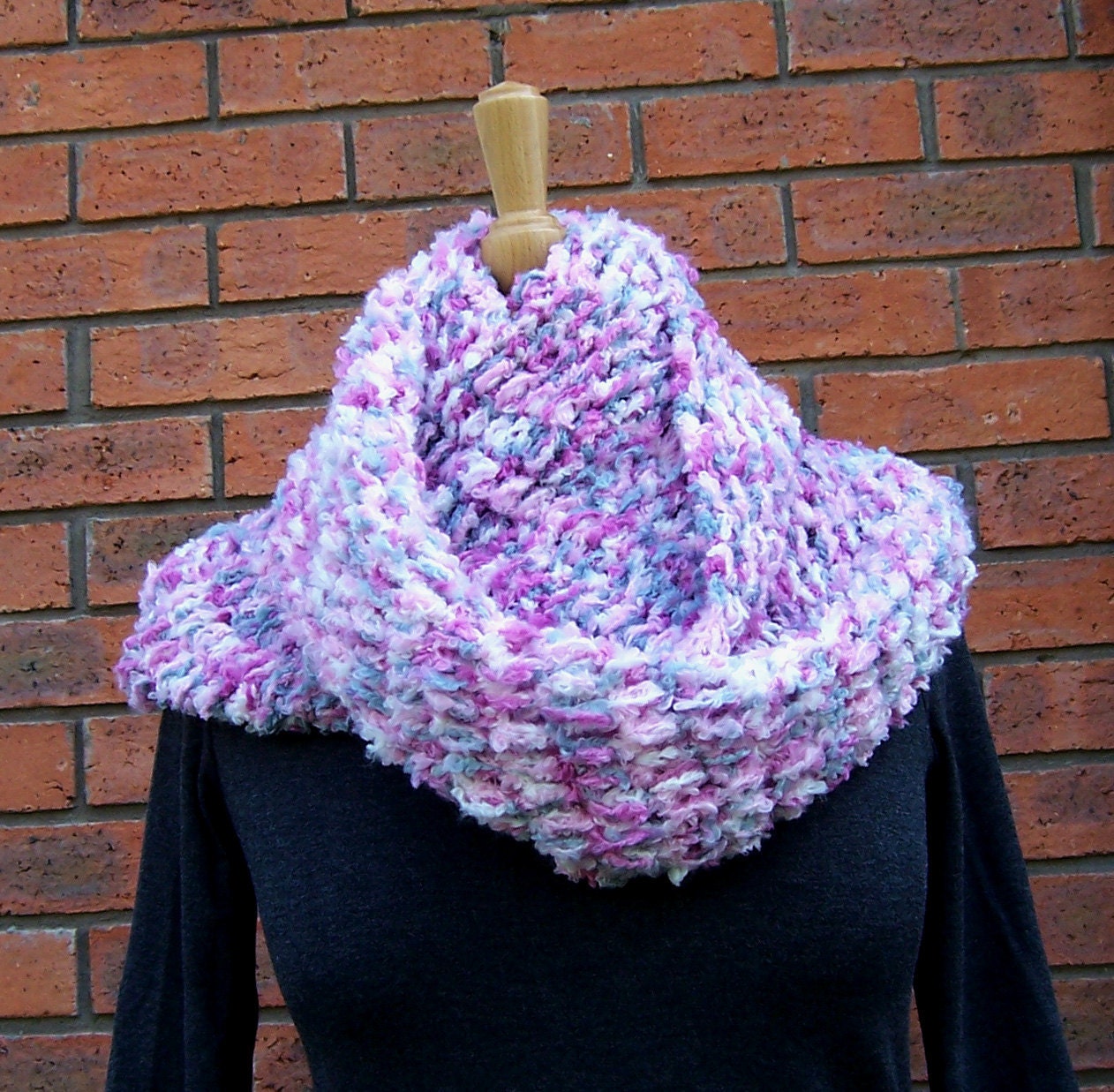 Crochet Women Infinity, Loop, Snood, Hood, Scarf, Pastel Neckwarmer, Women Accessories, UK Seller