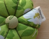 Green Floral and Bird Pincushion