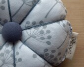 White and Grey Floral Fabric Pincushion