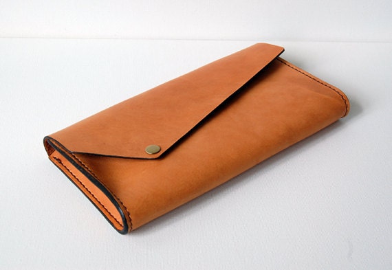 Handmade Tan Leather Clutch No. 1