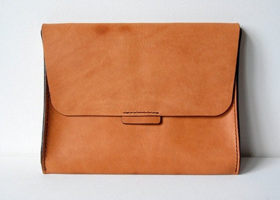 Handmade Tan Leather iPad Case / Sleeve