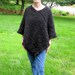Black Knit Poncho with Scalloped Border