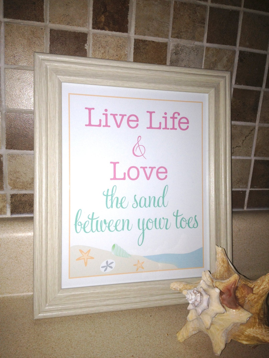 keep calm - live life and love THE BEACH (starfish)- 8 x 10 poster print