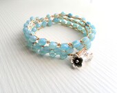 boho bracelet. bohemian glass crochet beaded bracelet wrap 4x Wrap bracelet,