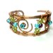 Swarovski crystal, wrought copper bracelet....Unigue.OOAK. Spring.