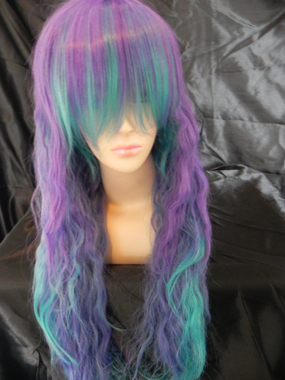 SHOP-WIDE SALE Sea Anemone / Purple, Blue, Sea Green and Teal / Extra Long Wavy Layered Wig