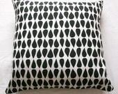 Wobbly drop in black on white - hand printed cushion cover