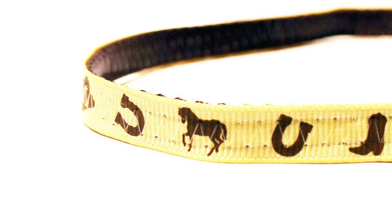 Breakaway Cat Collar - Cowboy Western - Free Shipping 3/8" - Pale yellow and brown