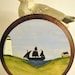 Lighthouse and Sail Ship Ocean Scene Original Folk Art Painted Wood Plaque