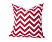 Red Pillow .18x18 Pillow Cover .Chevron Pillow .Printed Fabric Both Sides. Cushions .Housewares. Home Decor Red Chevron - EastAndNest