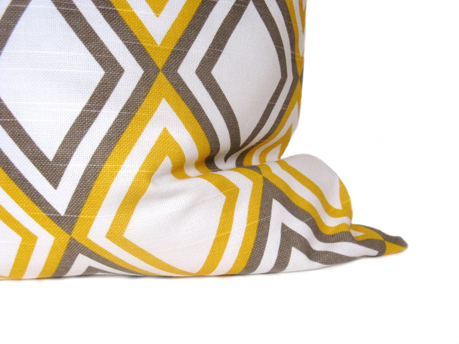 Lumbar Pillow Cover.Yellow Gray Pillow.Diamonds.Travel Pillow..16x20 Pillow. Housewares.Home Decor Printed Fabric on front and back