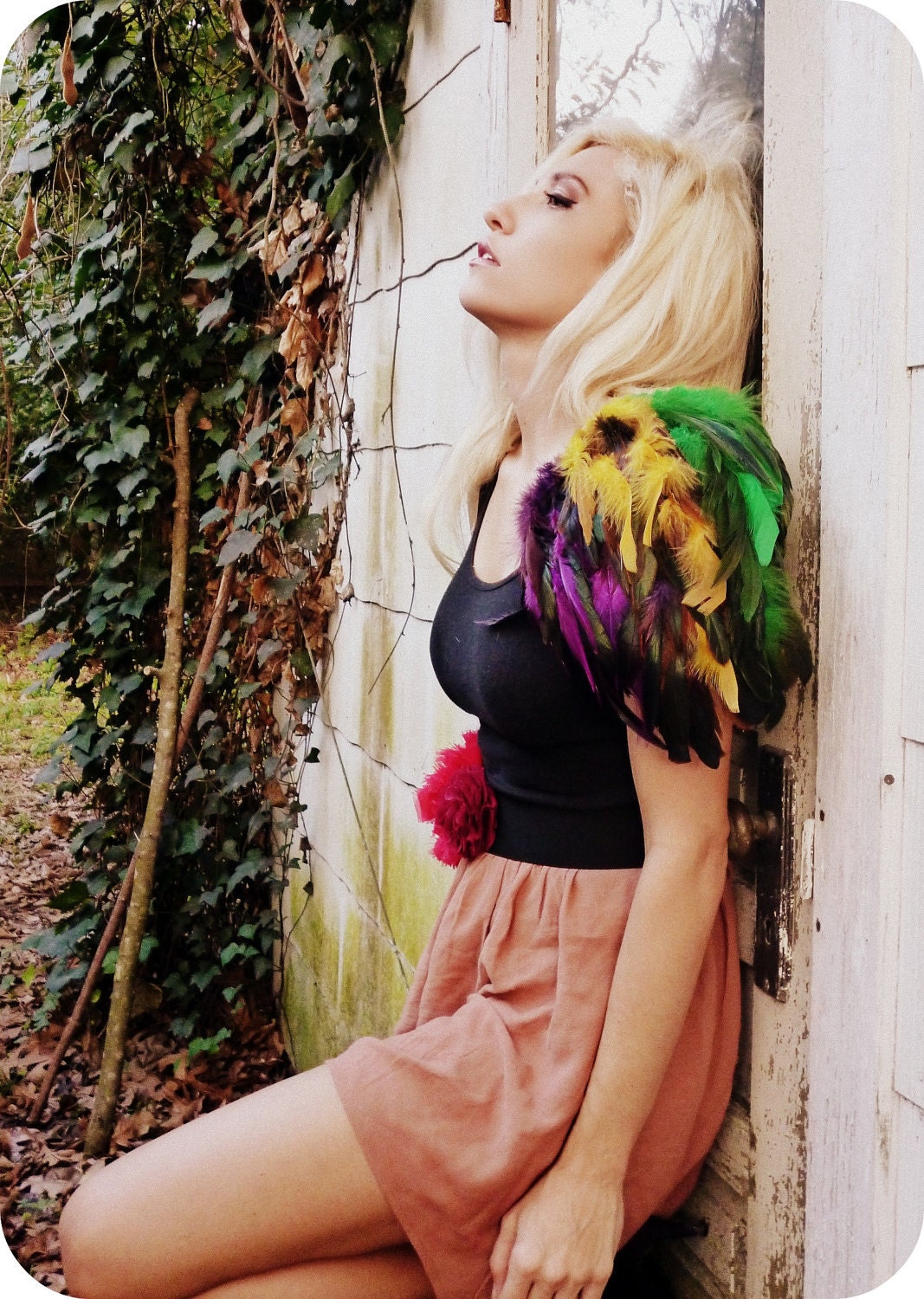 RESERVED FOR COURTNEY Mardi Gras Colored Feather Epaulette Set