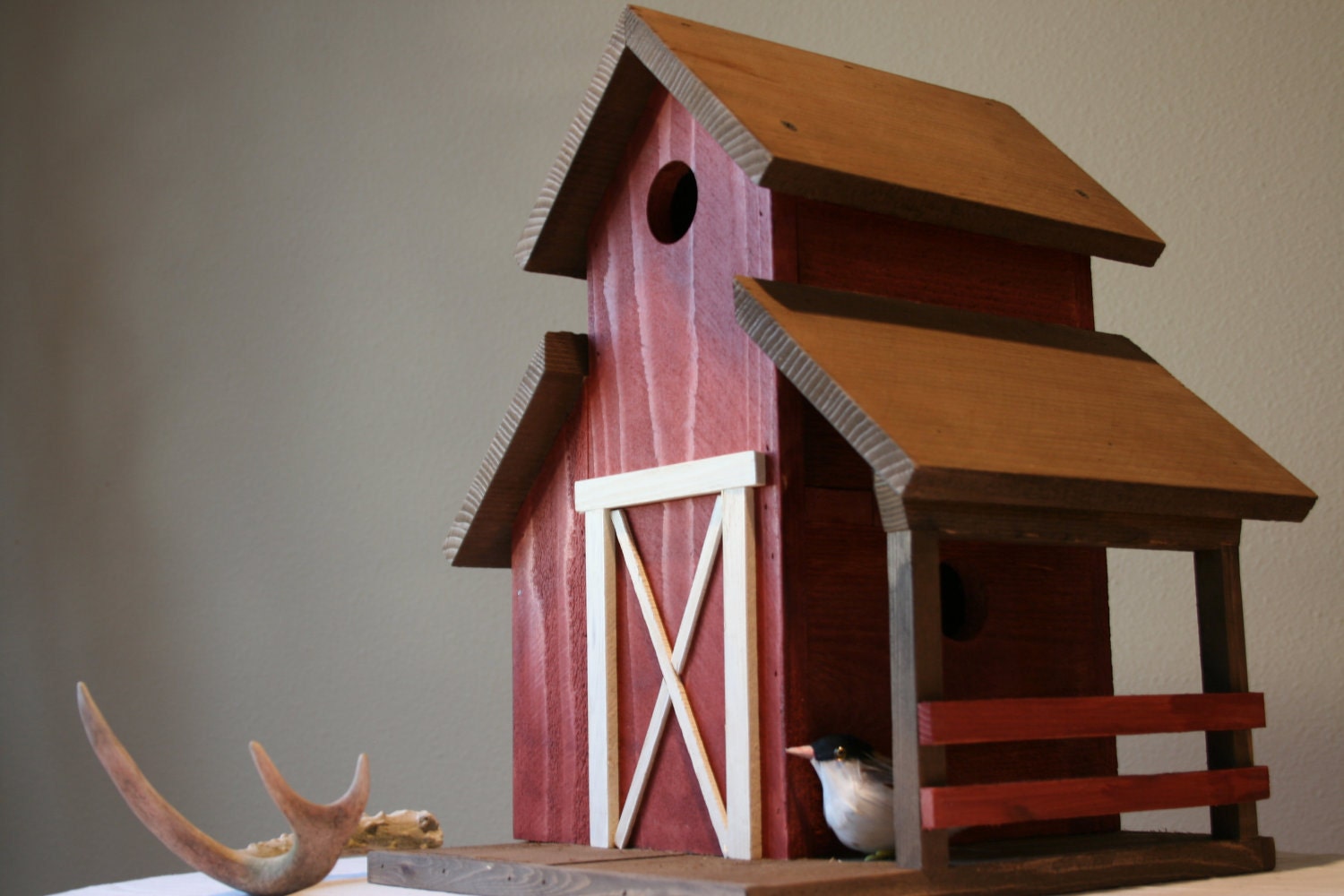 Rustic Barn Bird House two hole FREE SHIPPING
