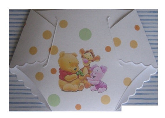 Winnie The Pooh Diaper Baby Shower Invitations