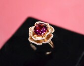 Engagement Ring - 2.1 Carat Rubellite Tourmaline Ring With Diamonds, 14K Rose Gold