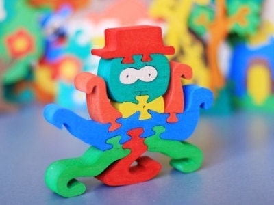 Wooden Puzzle Octopus wooden toys, wooden animal puzzle, eco-friendly handmade toys for babies, children, kids, boys and girls