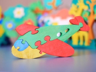 Toy Plane. Wooden toys, wooden puzzle, eco-friendly handmade toys for babies, children, kids, boys and girls