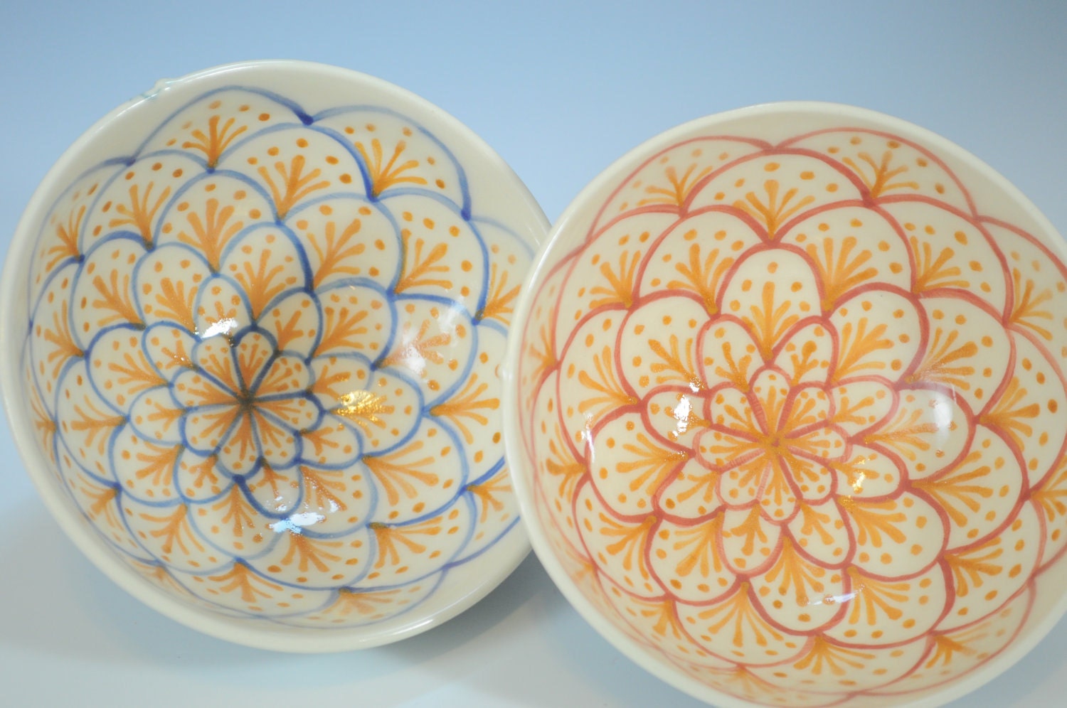 Japanese Flower Rice Bowls set of 2 - Meoto chawan