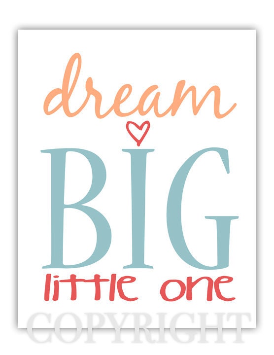 Dream Big Little One Nursery Wall Art Print - 8x10 Whimsical Home Decor