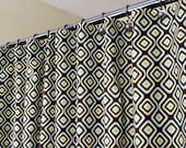 Brown and Blue Shower Curtain in Diamond Retro Pattern sized 72" x 72" (curtain hooks sold separately)
