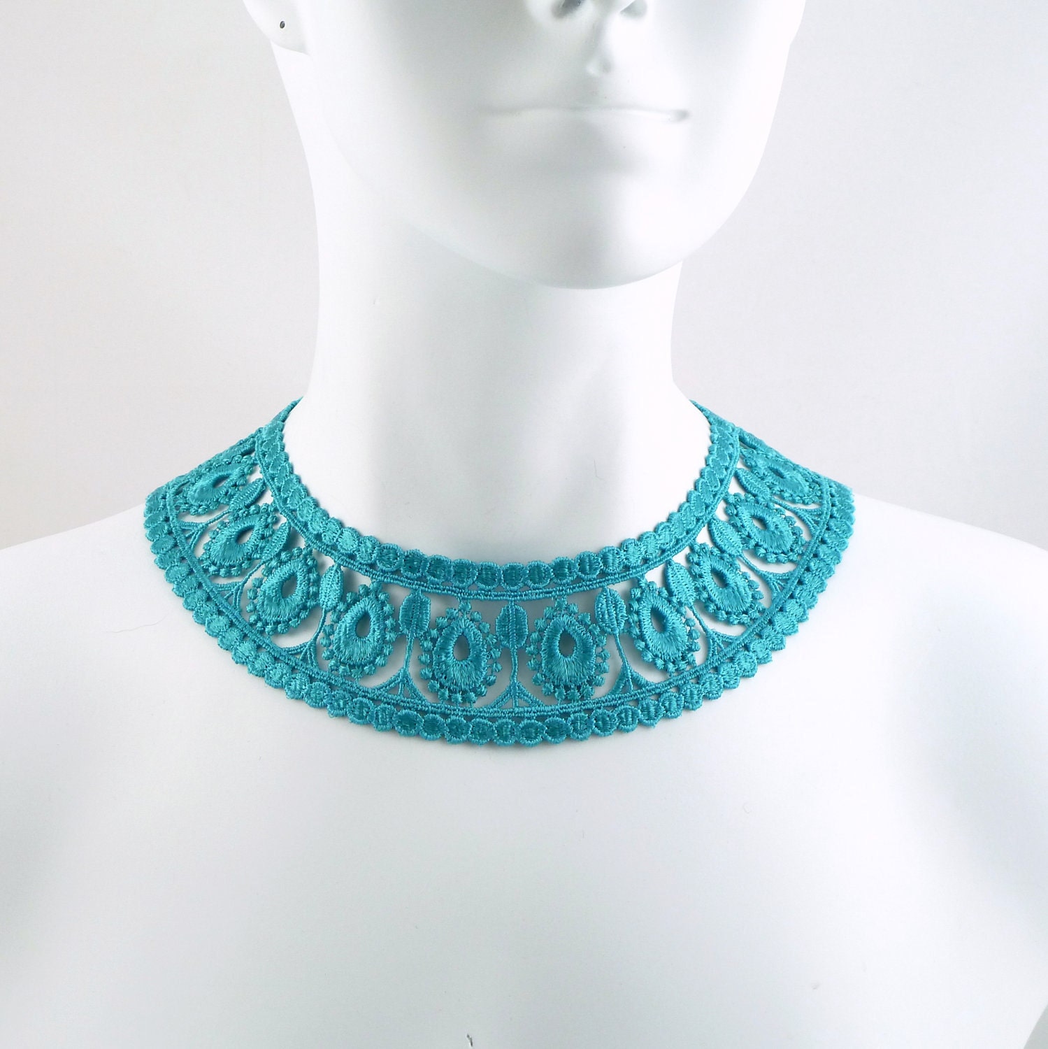 Turquoise Collar Choker Necklace - Fun & Colourful Lace, Perfect with a Summer Dress - Vintage Inspired Jewelry for Women - Romantic
