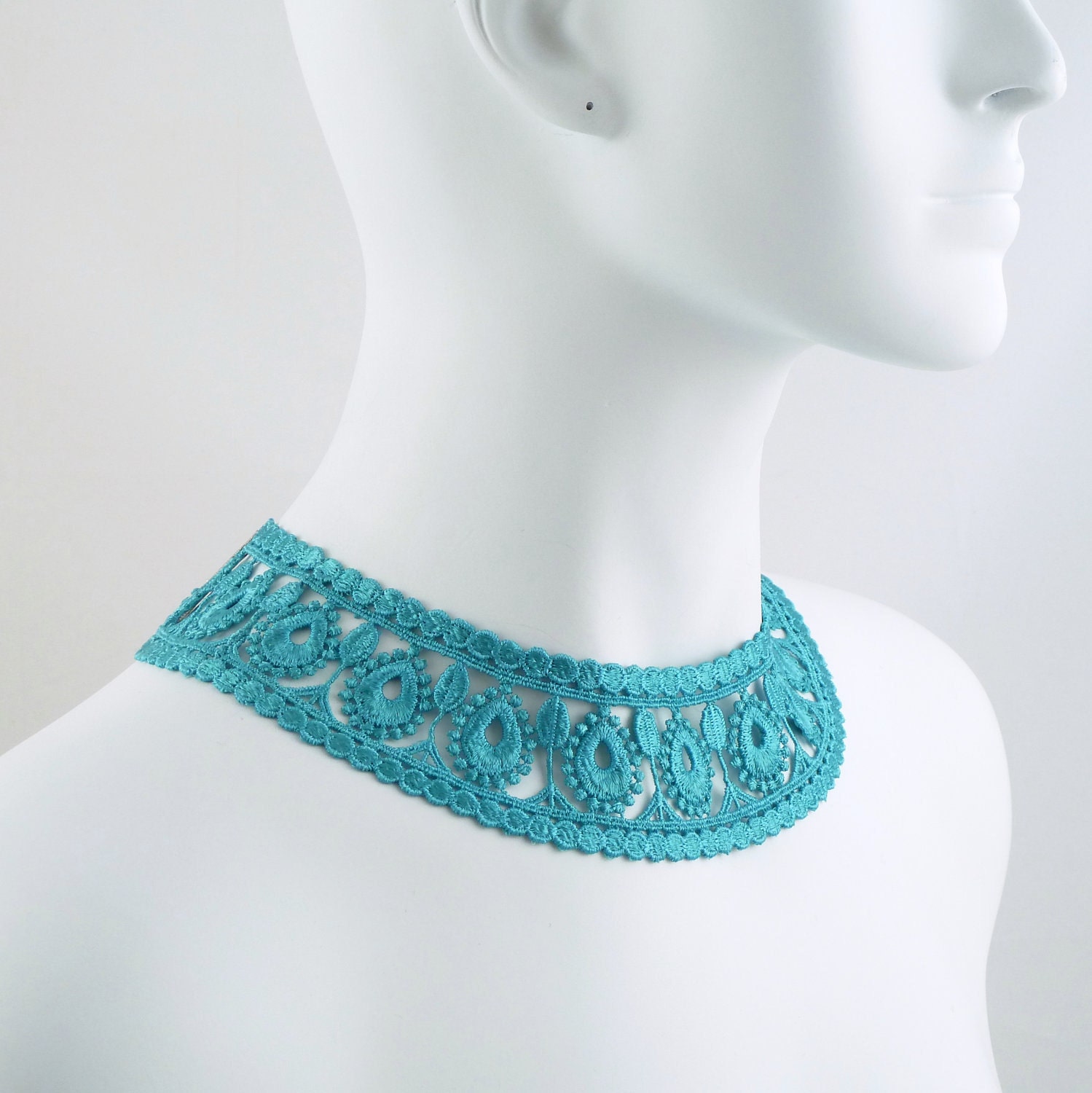 Turquoise Collar Choker Necklace - Fun & Colourful Lace, Perfect with a Summer Dress - Vintage Inspired Jewelry for Women - Romantic
