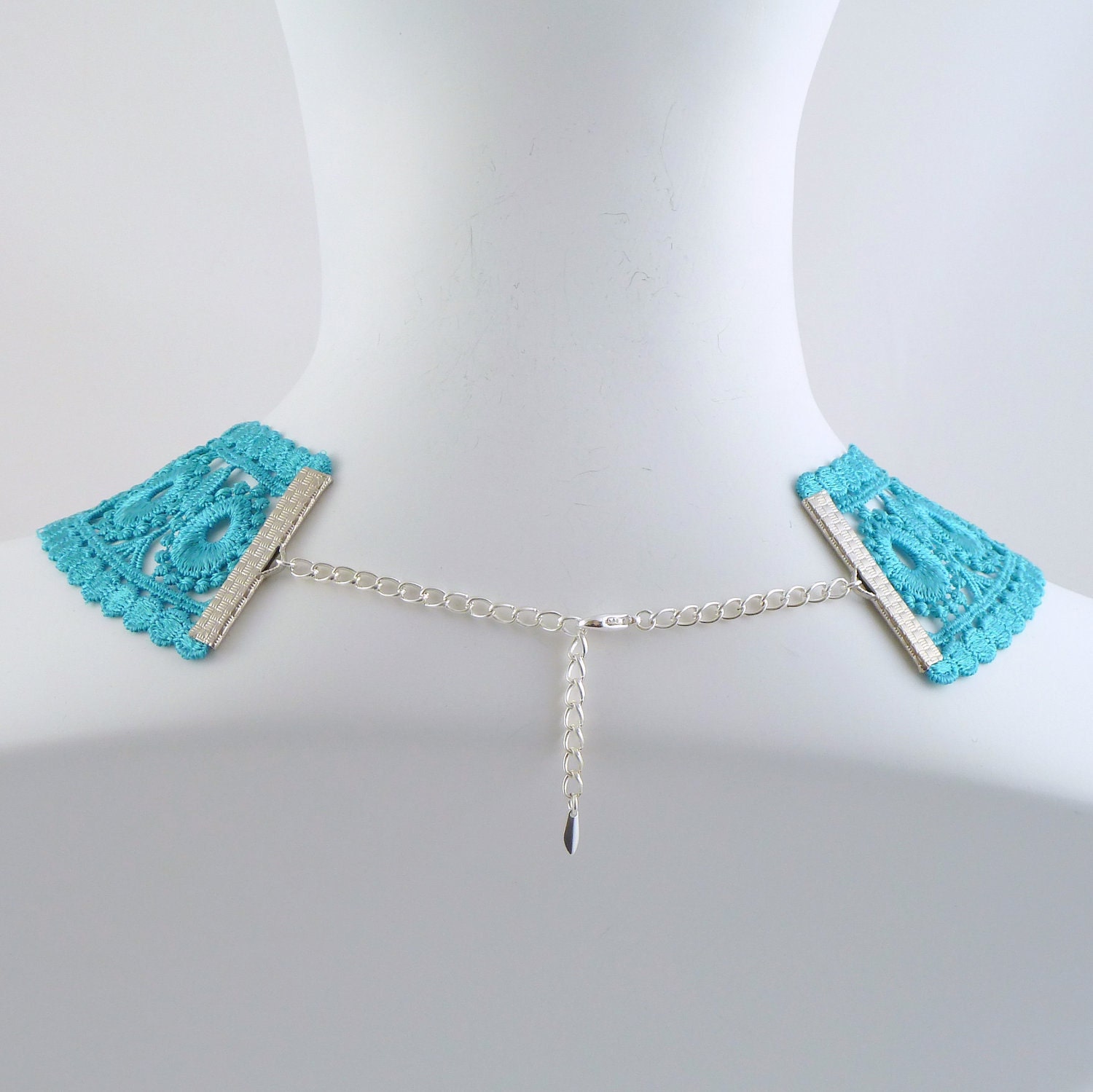 Turquoise Collar Choker Necklace - Fun & Colourful Lace, Perfect with a Summer Dress - Vintage Inspired Jewelry for Women - Romantic