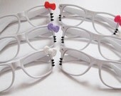 SALE: Cute Hello Kitty Inspired White and Black Wayfarer Eyeglasses with red bow or 6 different color choices