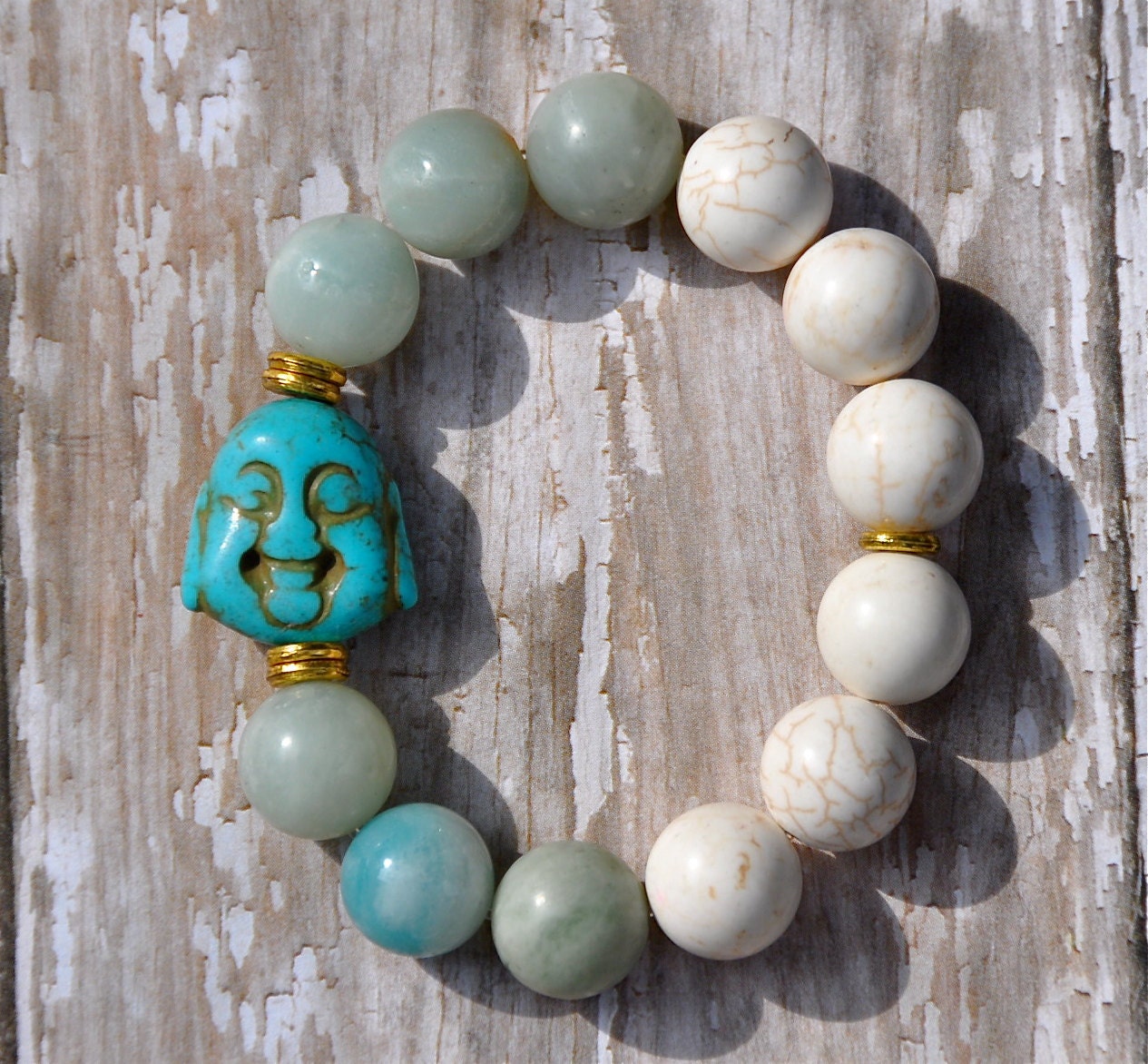 Turquoise Buddha beaded bracelet