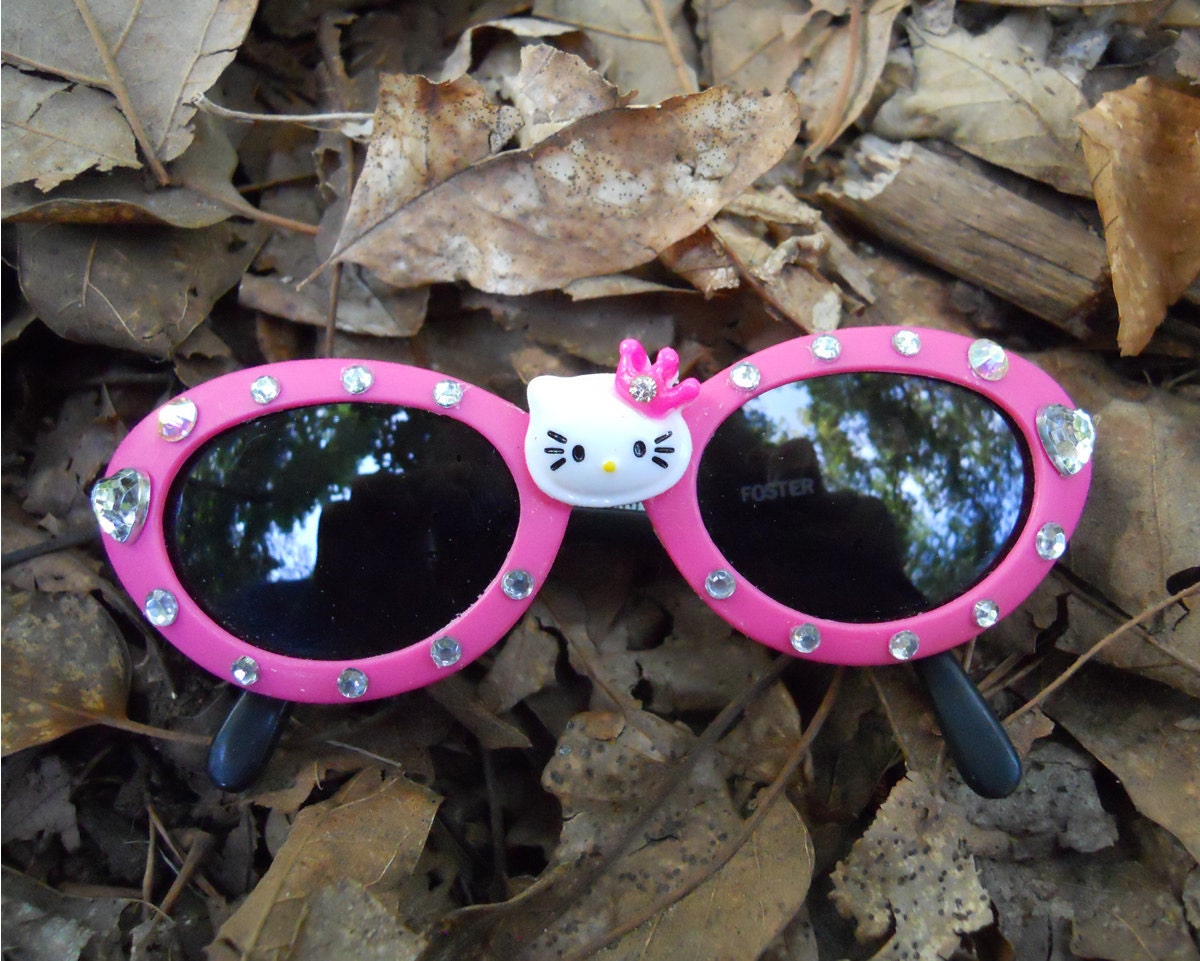 Hello Kitty Sun Glasses - Adorable HAND Decorated Disney Kawaii Sunglasses for Girls Babies Kids Toddlers Girls Teens Infants