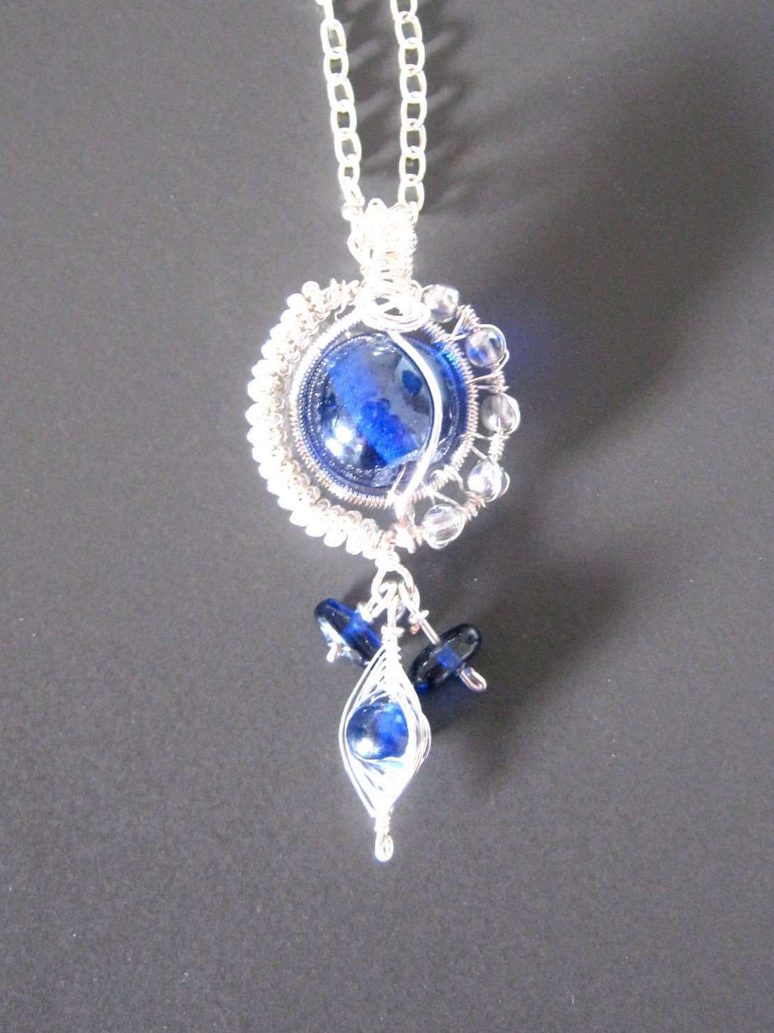 Blue glass bead pendant, Blue Belle