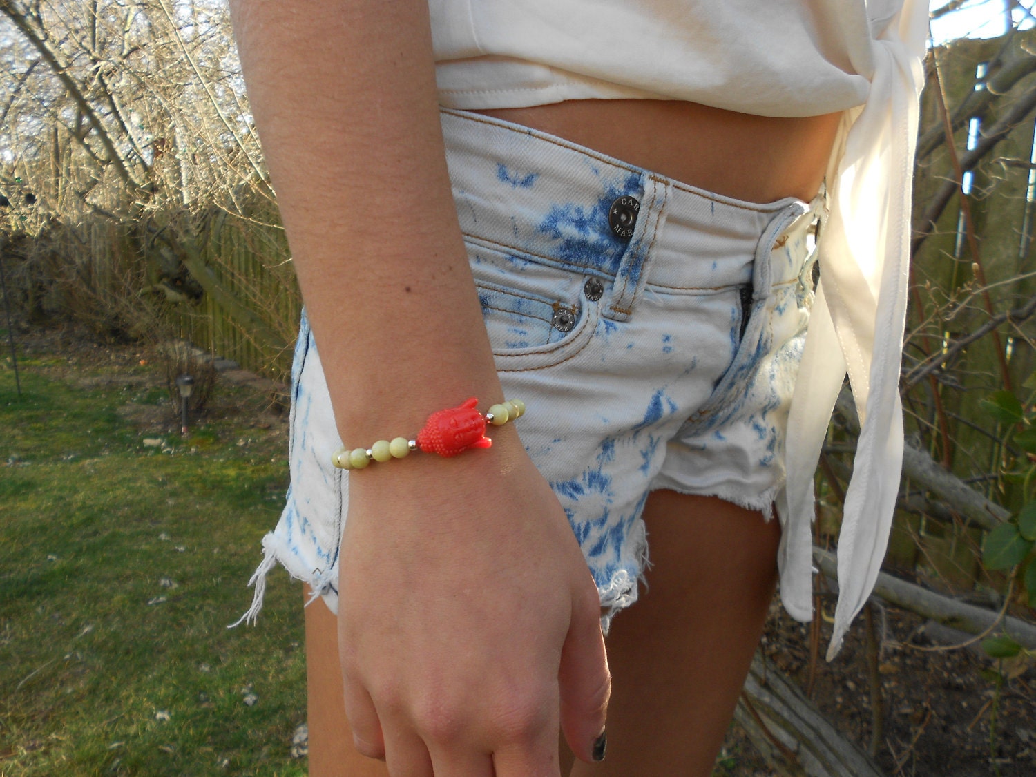 Coral Buddha Bracelet