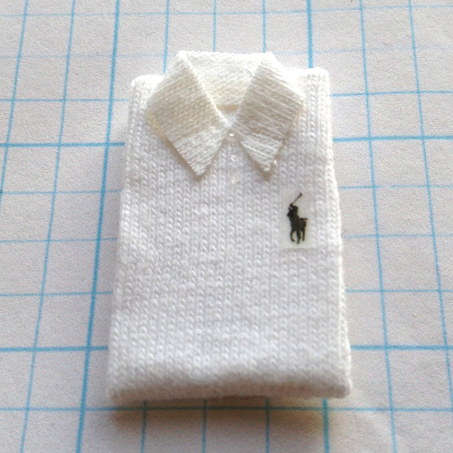 Shirt Polo in White - by Pat Tyler Leather Miniatures