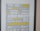 Custom You Are My Sunshine Print