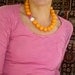 Orange clover necklace- Preppy, modern tangerine orange resin beads accented with hot pink clover and rhinestone pave bead