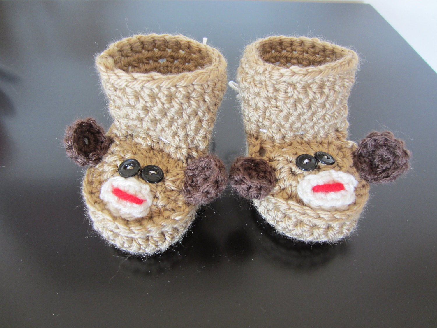 MONKEY BABY BOOTIES. Baby Monkey Shoes. Baby Shower, Unique, Cute.