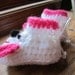 PUPPY DOG BABY Booties.  Pink and white puppy dog baby shoes. Cute Baby Gift.