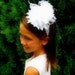 Over the top hair bow White over the top bow boutique hair bow curly ostrich puff bow