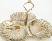 Vintage Silver Clamshell Three-Section Tray