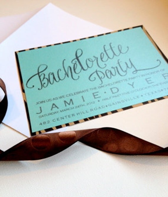 Custom 5"x7" Shimmer Calligraphy Bachelorette Invitations