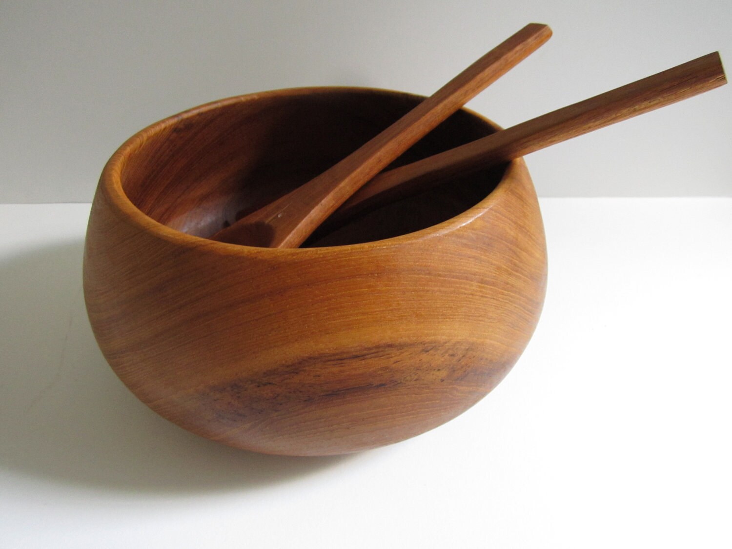 Mid CenturyTeak Salad Bowl and Serving Spoons