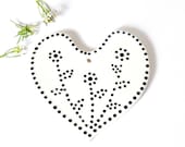 Valentine's Day White Heart Ceramic Ornaments with Black Dots Wedding Decoration Pottery Mothers Day Gift - Ceraminic