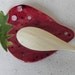 Strawberry Plate Fruit Ceramic Dish Burgundy Red Spoon Rest Eco Friendly Ring Holder with White Dots Cottage Chick Summer Fashion