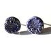 Ceramic Blue Stud Earrings, Flower Lace Pattern Circle