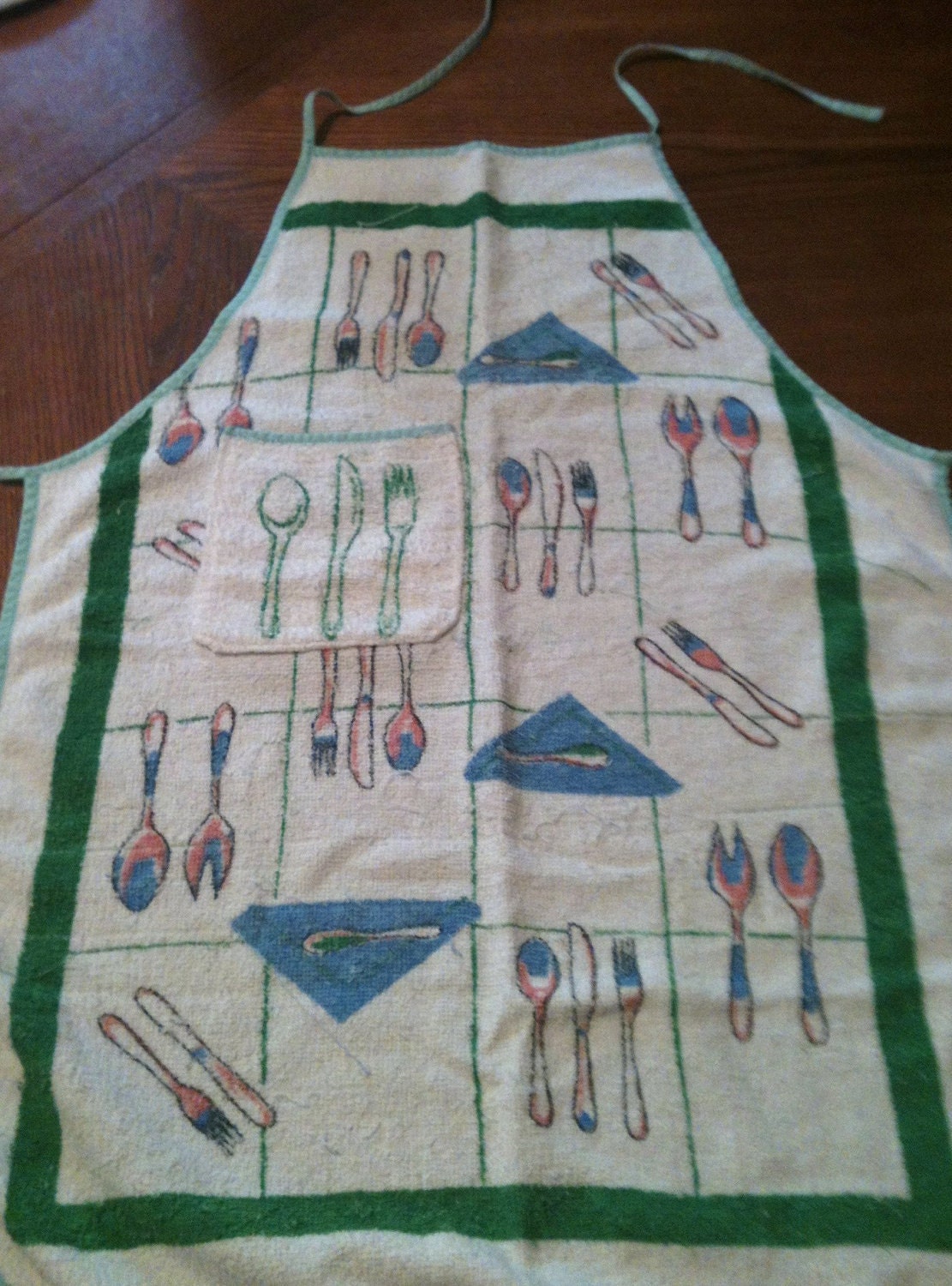 Utensil print terry cloth apron