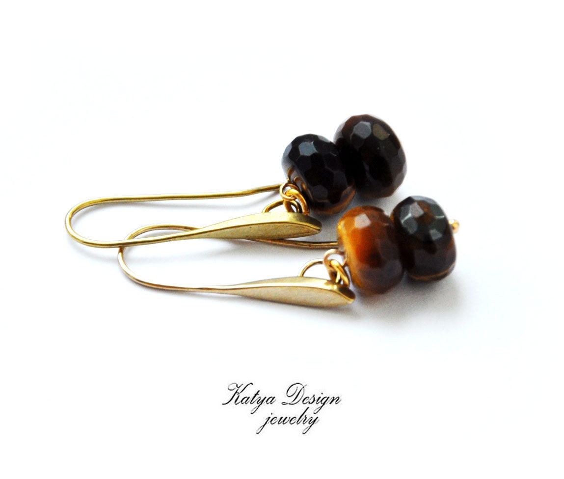 Brown earrings tiger eye