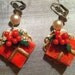 Christmas Retro Red Celluloid Gift Present Earrings