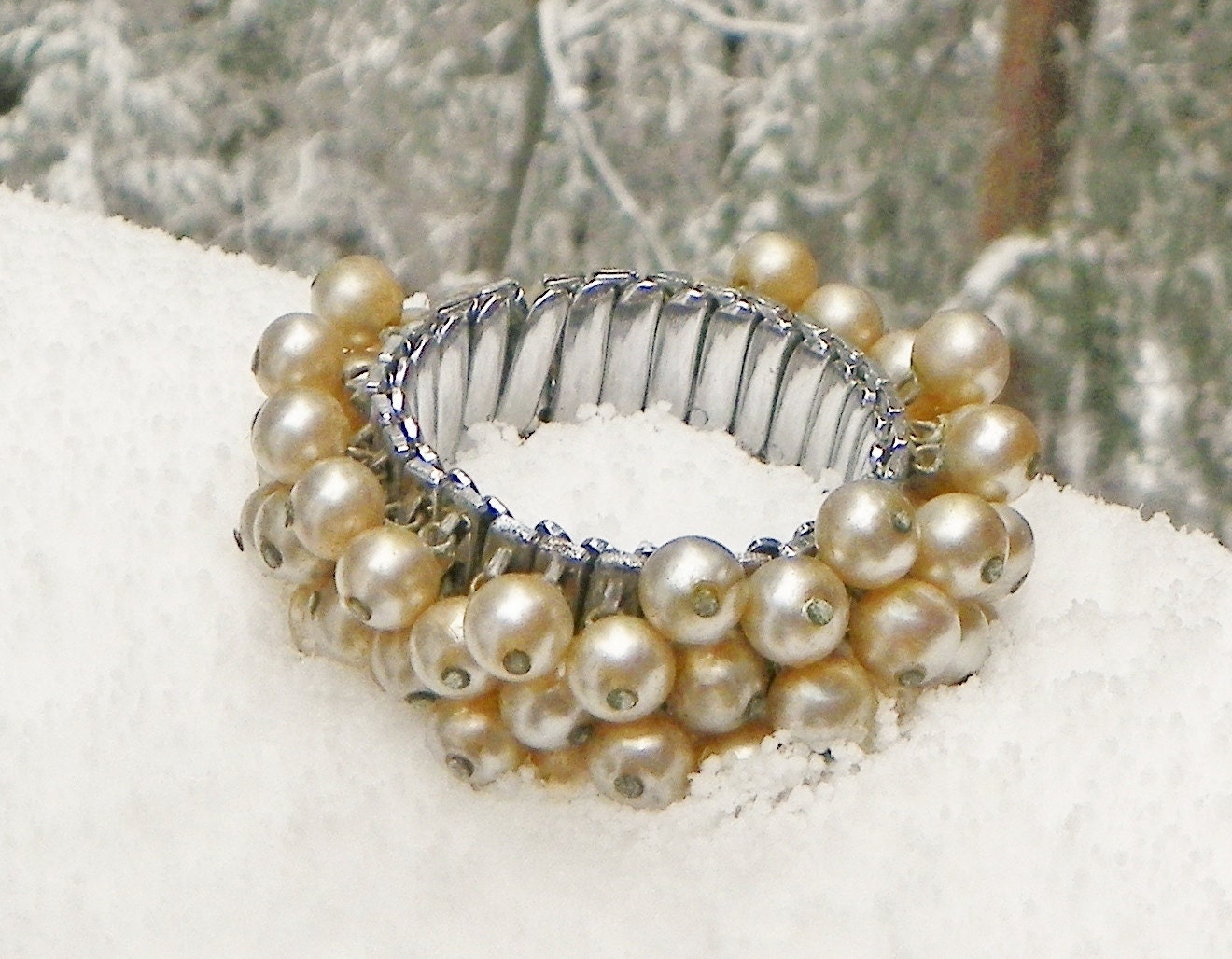 RESERVED Ivory Pearl Cha-Cha Bracelet, Expansion Bracelet