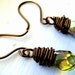Green Glass Crystal Wire Wrapped Earrings SHIPPING INCLUDED